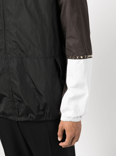 Valentino Rockstud-embellished Colour-block Jacke In Black