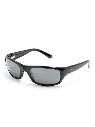 Maui Jim Logo-print Rectangle-frame Sunglasses In Black