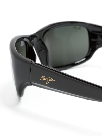Maui Jim Logo-print Rectangle-frame Sunglasses In Black