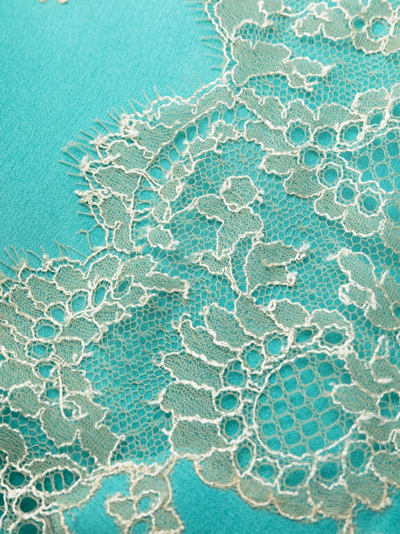 Shop Carine Gilson Calais-caudry Lace-trim Silk Slip Dress In Blue