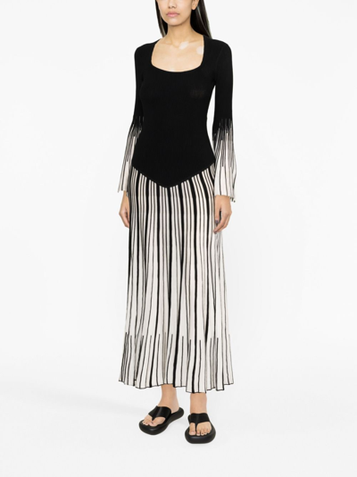 Shop Chloé Pleated Knitted Maxi Dress In Black