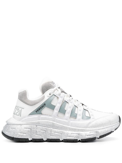 Shop Versace Trigreca Low-top Sneakers In White