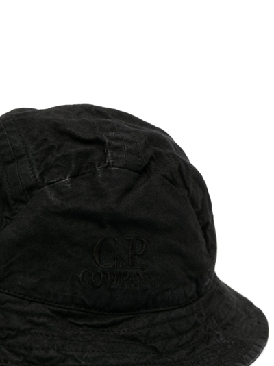 Shop C.p. Company Logo-embroidered Bucket Hat In Black