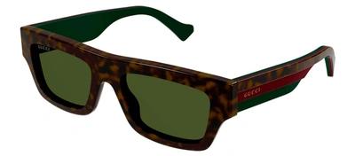 Shop Gucci Gg1301s 002 Flattop Sunglasses In Green