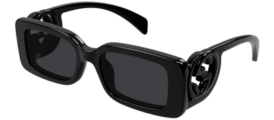 Shop Gucci Gg1325s W 001 Rectangle Sunglasses In Grey