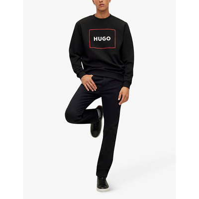 Shop Hugo Men's Black Slim-fit Mid-rise Stretch-cotton Jeans