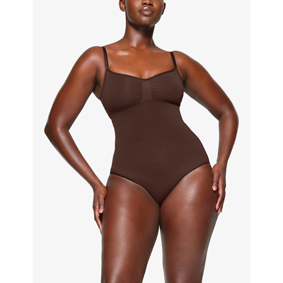 Shop Skims Womens Cocoa Sculpting High-rise Stretch-woven Briefs