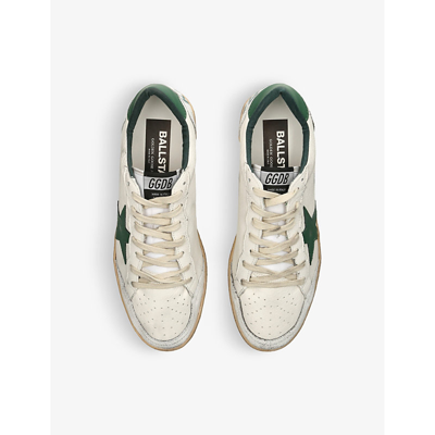 Golden Goose White Leather Sneakers In Green Oth