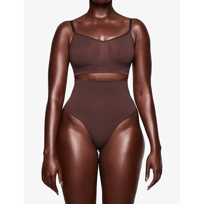 Skims Womens Cocoa Sculpting Scoop-neck Stretch-woven Bra Xxxl In Brown