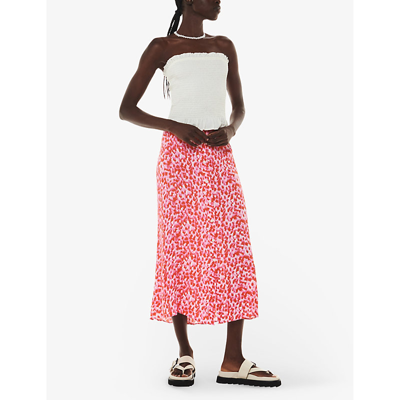 Shop Whistles Womens Multi-coloured Blurred-stroke Print A-line Recycled Viscose-blend Midi Skirt