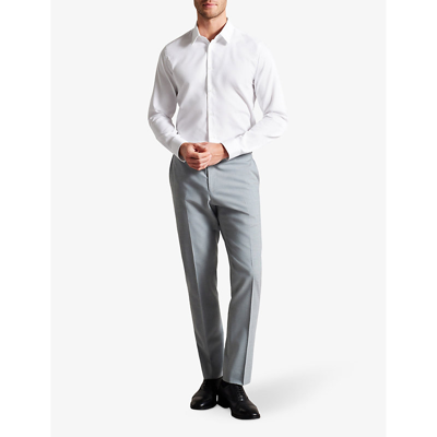 Shop Ted Baker Men's White Haless Textured-stripe Cotton Shirt