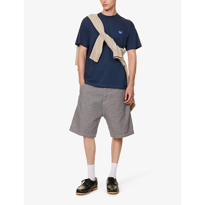 Shop Carhartt Wip Men's Dark Navy Wax Terrell Striped Brand-patch Relaxed-fit Cotton Shorts In Dark Navy  Wax