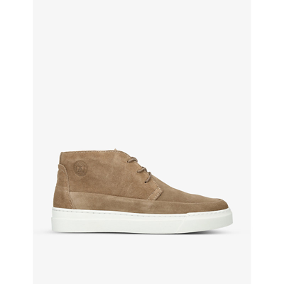 Shop Barbour Mason Logo-embossed Suede Boots In Beige