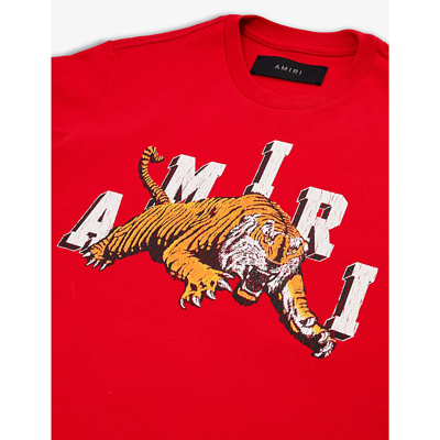 Shop Amiri Boys Red Kids Vintage Tiger-print Cotton-jersey T-shirt 4-12 Years