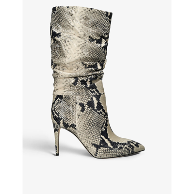 Shop Paris Texas Womens Mult/other Slouchy Python-effect Leather Heeled Boots