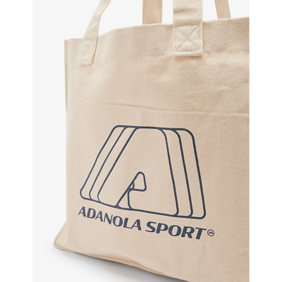 Shop Adanola Womens Cream/midnight Logo-print Boxy Recycled-cotton Tote Bag