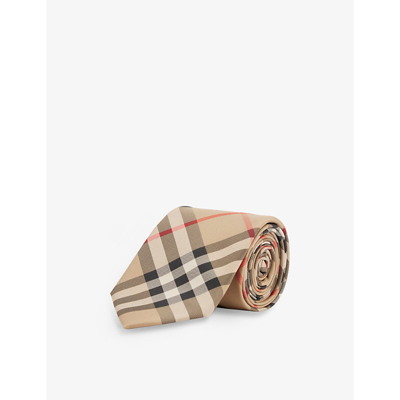 Shop Burberry Men's Archive Beige Manson Check-print Silk Tie