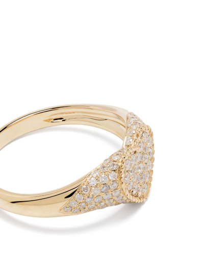 Shop Yvonne Léon 9kt Yellow Gold Baby Chevalier Coeur Diamond Signet Ring