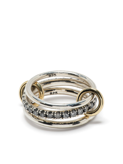 Shop Spinelli Kilcollin Petunia Diamond Three Link Ring In Gold