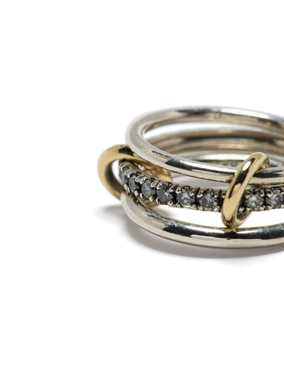 Shop Spinelli Kilcollin Petunia Diamond Three Link Ring In Gold