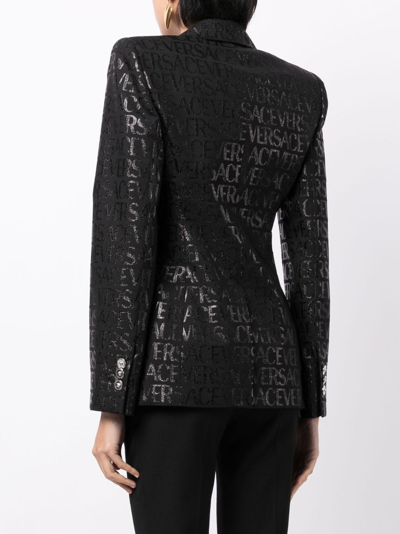 Shop Versace Allover Single-breasted Blazer In Black