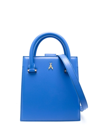 Shop Patrizia Pepe Logo-plaque Leather Tote Bag In Blue