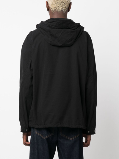 Shop C.p. Company Embroidered-logo Utility Hooded Jacket In Black