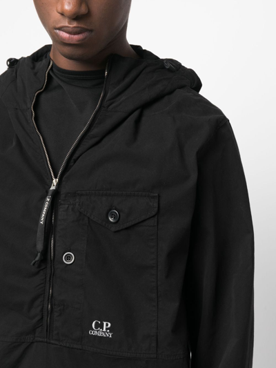 Shop C.p. Company Embroidered-logo Utility Hooded Jacket In Black