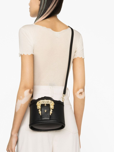 Shop Versace Jeans Couture Logo-plaque Bucket Bag In Black