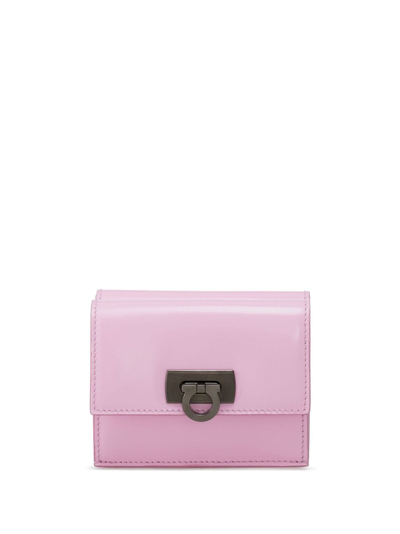 Shop Ferragamo Gancini-buckle Leather Wallet In Pink
