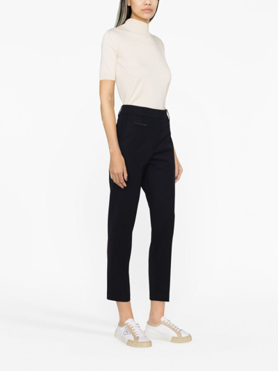 Shop Brunello Cucinelli High-waisted Straight-leg Trousers In Blue