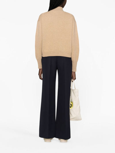 Kenzo Boke Flower-embroidered Wool Jumper In Neutrals