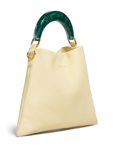 Shop Marni Small Venice Leather Tote Bag In Yellow