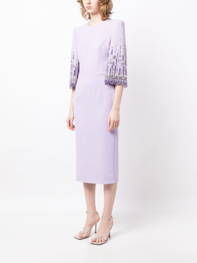 Shop Jenny Packham Bergman Embellished Midi Dress In Purple