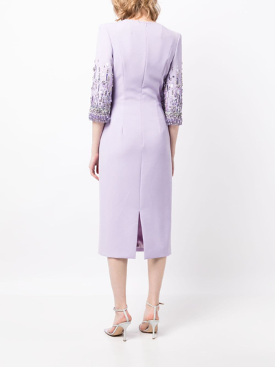 Shop Jenny Packham Bergman Embellished Midi Dress In Purple