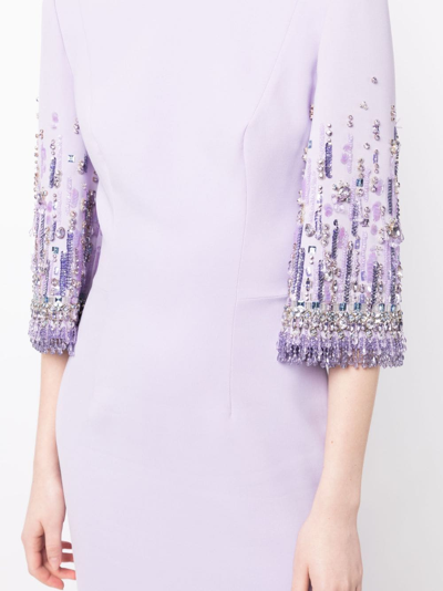 Shop Jenny Packham Bergman Embellished Midi Dress In Purple