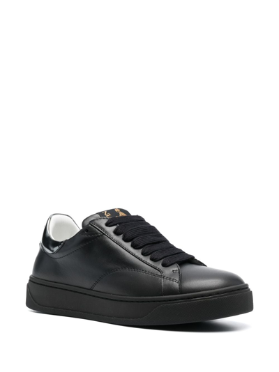 Shop Lanvin Ddb0 Leather Sneakers In Black