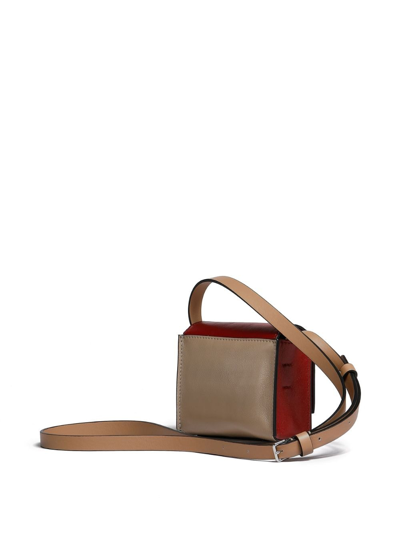 Marni Colour-block Leather Messenger Bag In Neutrals