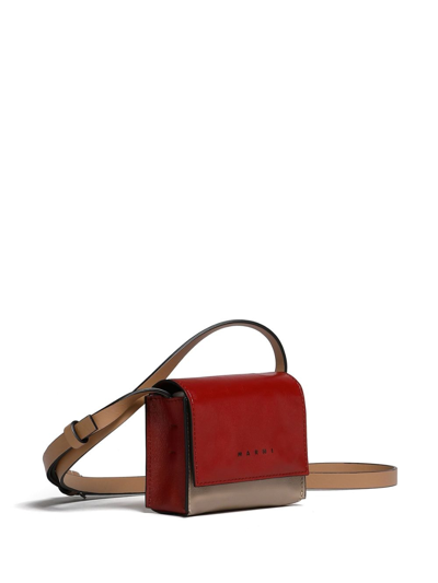 Marni Colour-block Leather Messenger Bag In Neutrals
