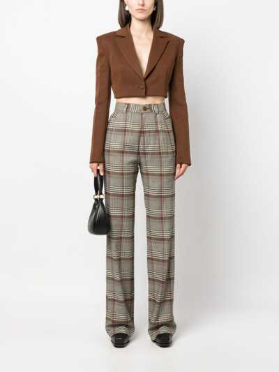 Shop Vivienne Westwood Straight-leg Plaid Trousers In Brown