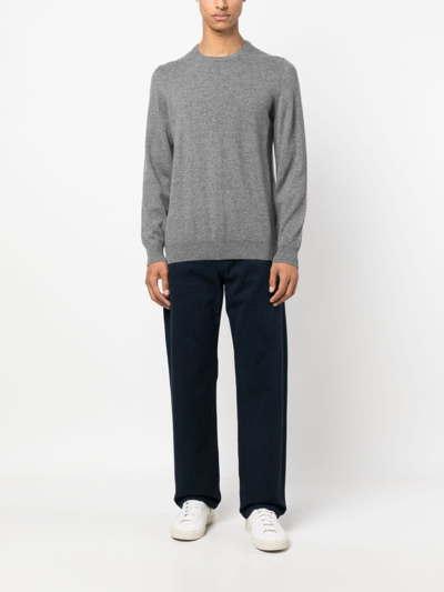 Shop Fedeli Crew-neck Cashmere Jumper In Grey