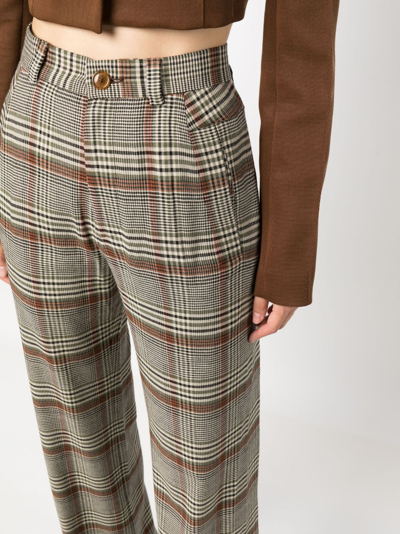 Shop Vivienne Westwood Straight-leg Plaid Trousers In Brown