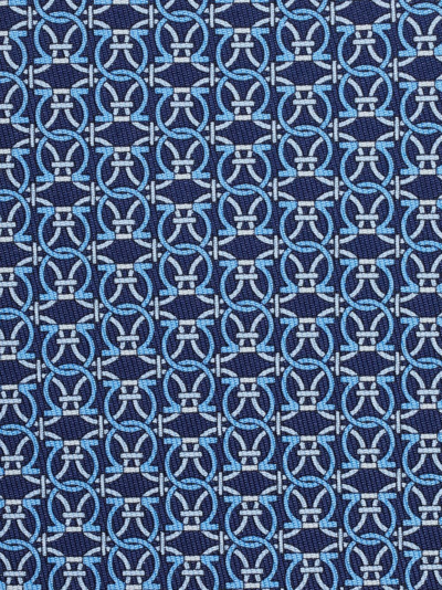 Shop Ferragamo Gancini-print Silk Tie In Blue