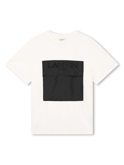 Shop Lanvin Enfant Logo-embroidered Organic Cotton T-shirt In White