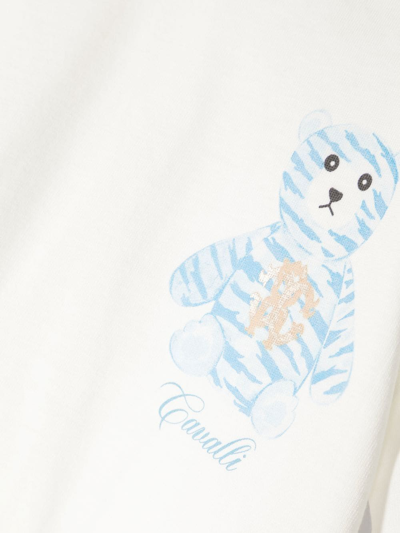 Roberto Cavalli Teddy-bear Print Cotton T-shirt In White