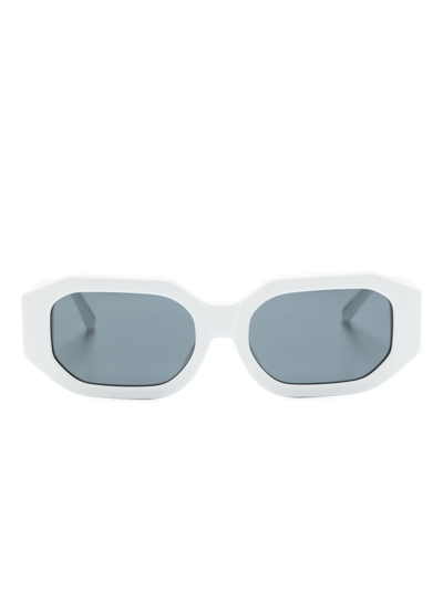 Shop Linda Farrow X The Attico Irene Hexagonal-frame Sunglasses In White