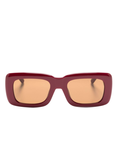 Shop Linda Farrow X The Attico Marfa Rectangle-frame Sunglasses In Red