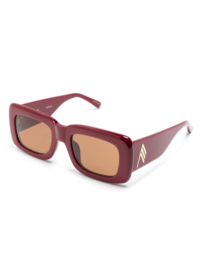 Shop Linda Farrow X The Attico Marfa Rectangle-frame Sunglasses In Red