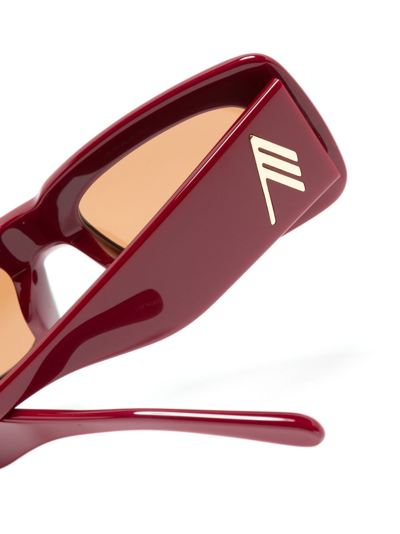 Shop Linda Farrow X The Attico Marfa Rectangle-frame Sunglasses In Red