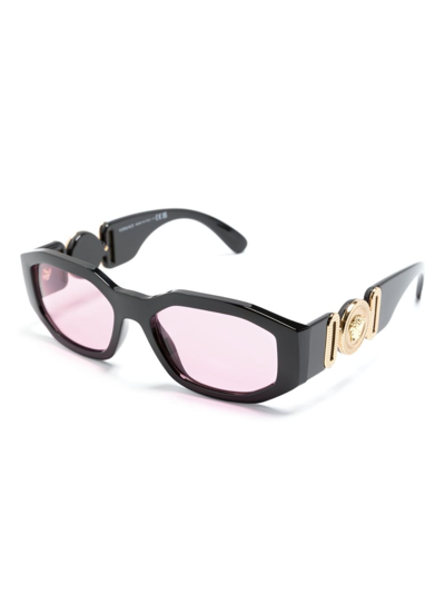 Versace Medusa-plaque Hexagonal-frame Sunglasses In Black